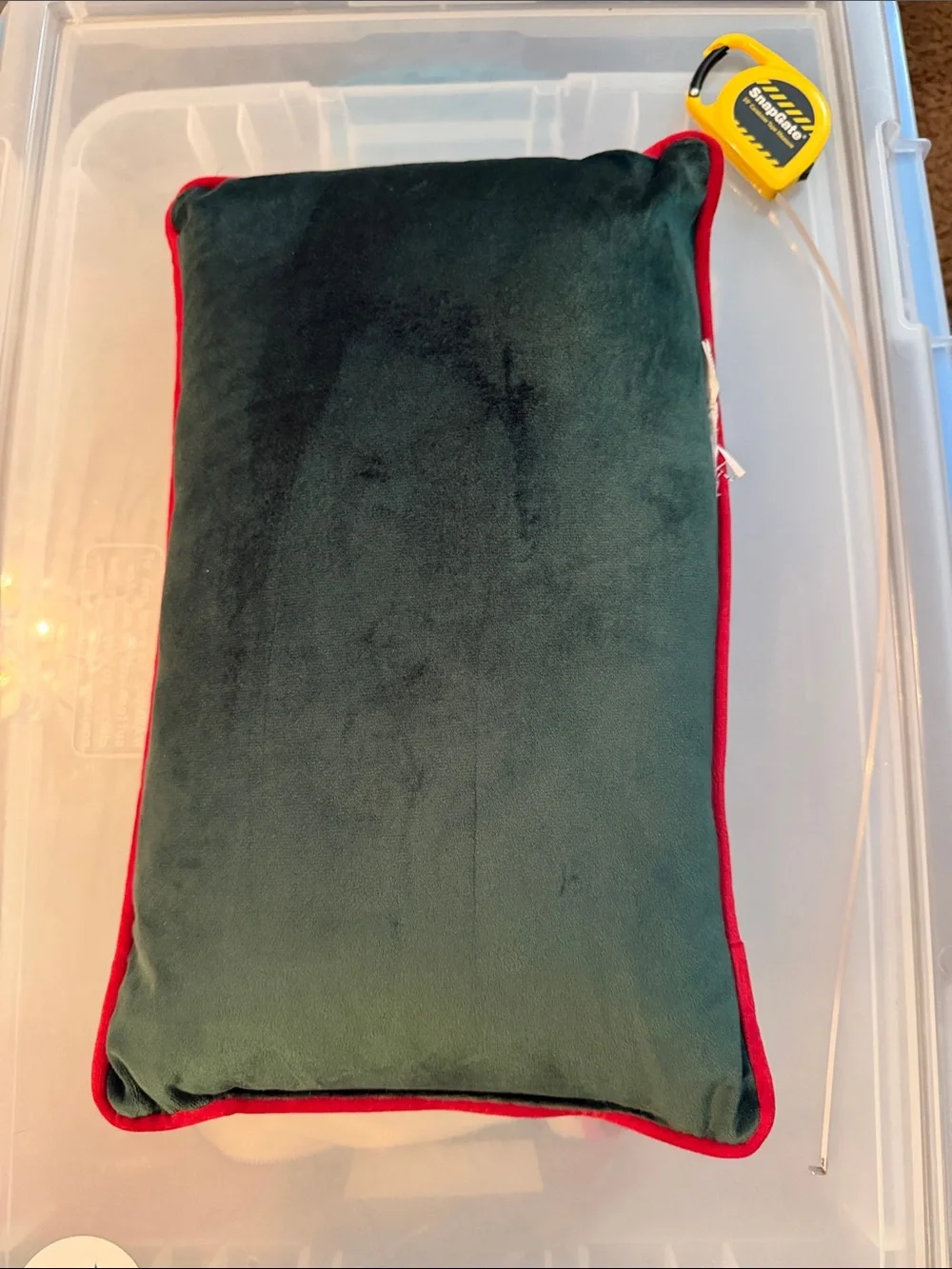 Source Unknown Green Holiday Pillow with Red 'BELIEVE' Embroidery